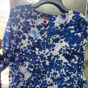 Vince Camuto Navy and Light Blue Floral Top